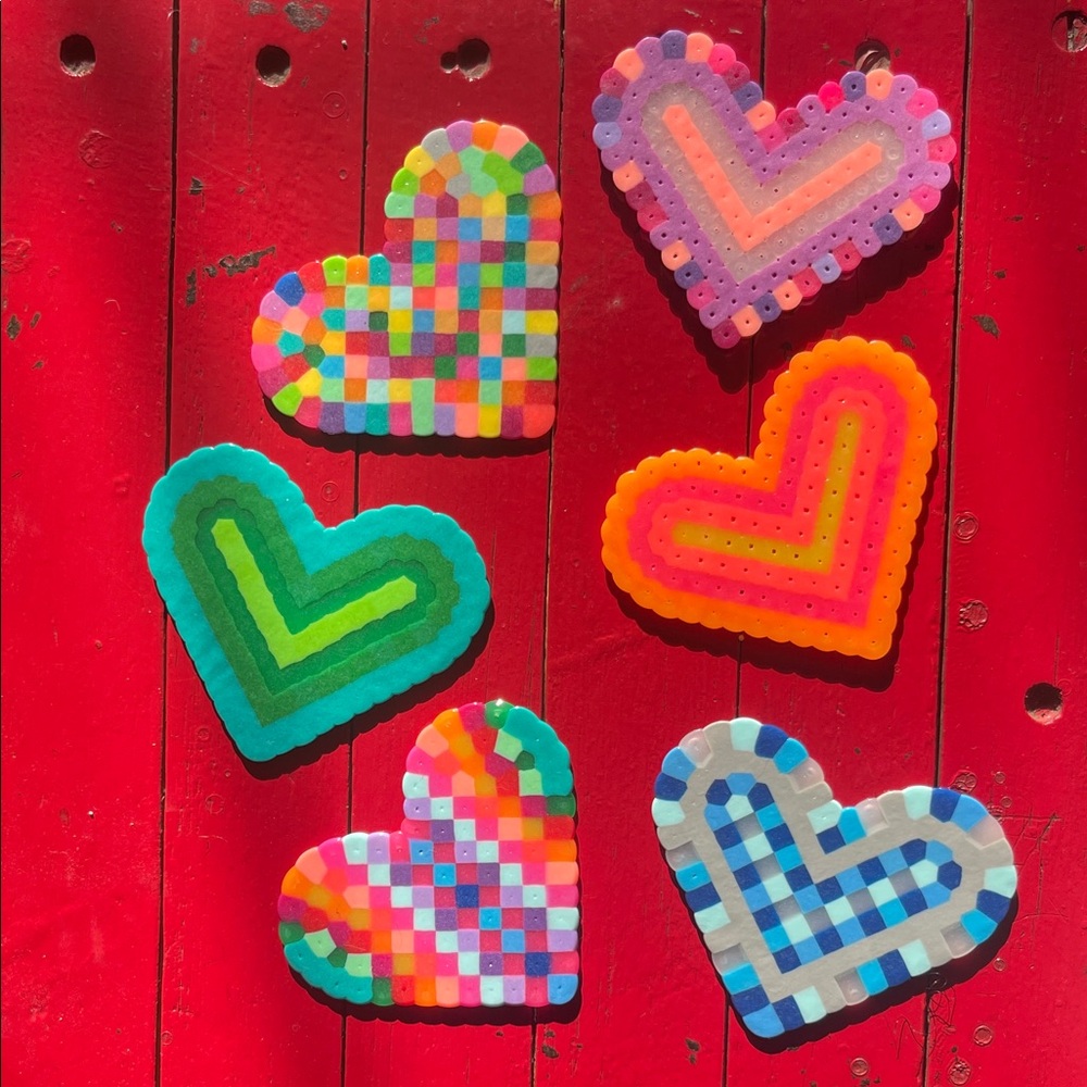 Colorful Heart-Shaped Beaded Coasters